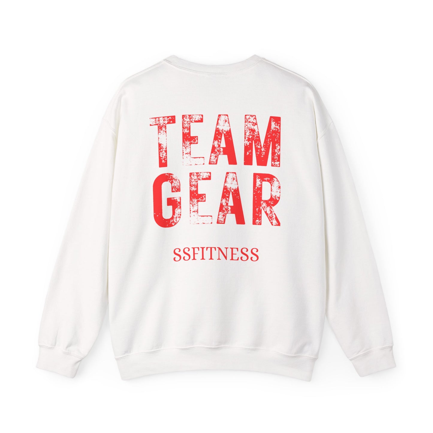 Fitness Crewneck Sweatshirt — 'TEAM GEAR' Red Print