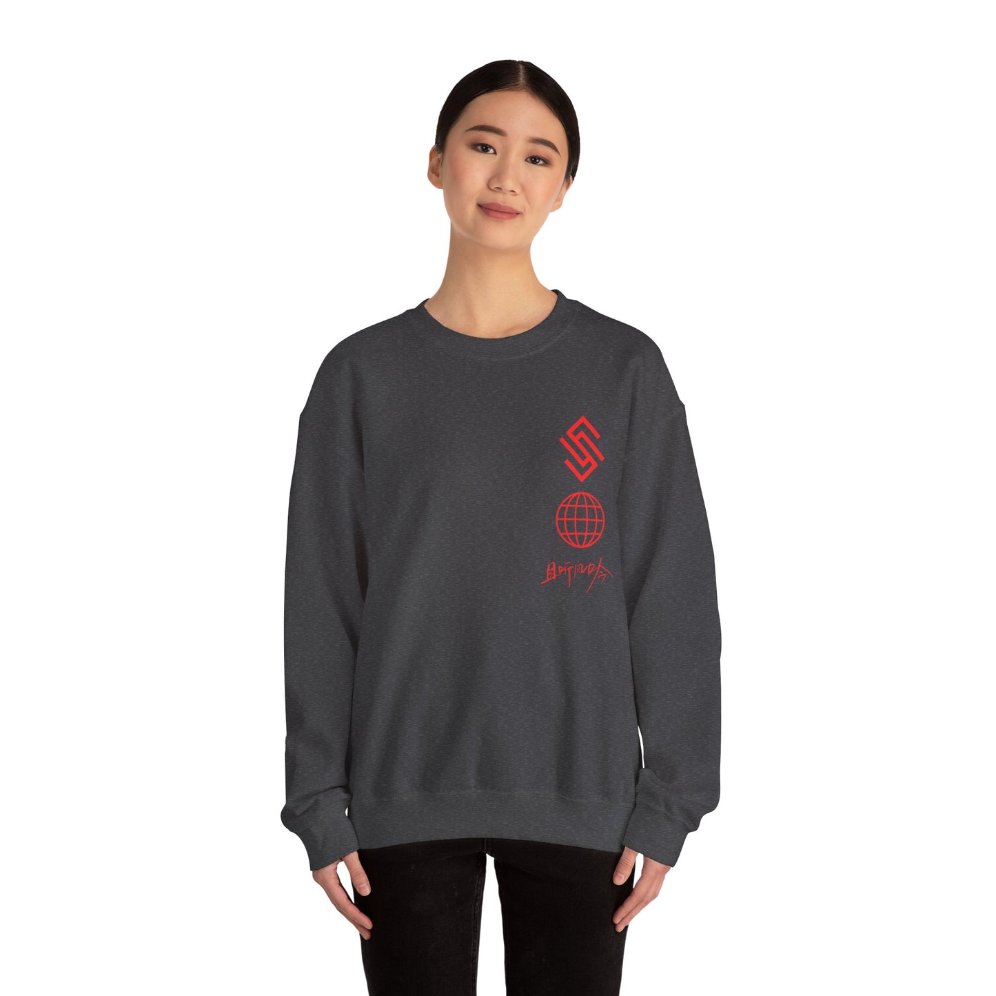 Fitness Crewneck Sweatshirt — 'TEAM GEAR' Red Print