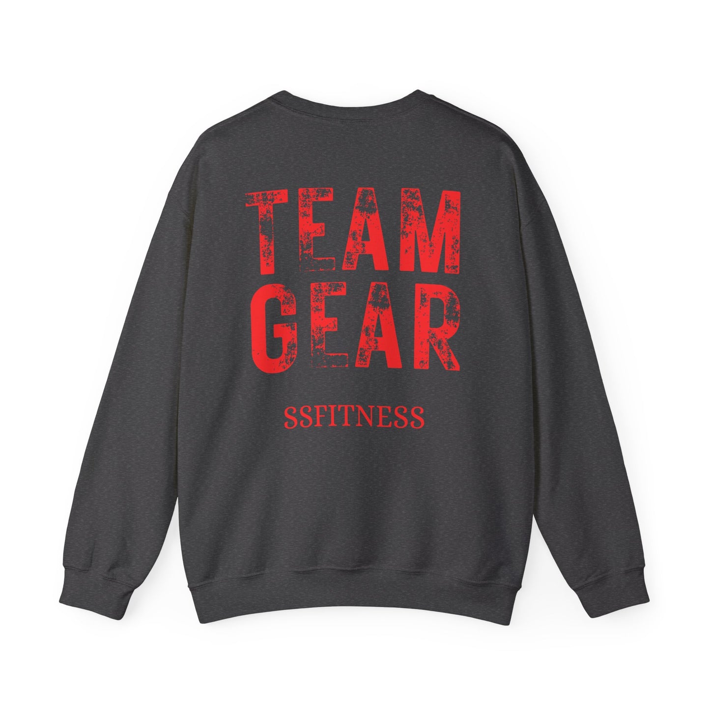 Fitness Crewneck Sweatshirt — 'TEAM GEAR' Red Print